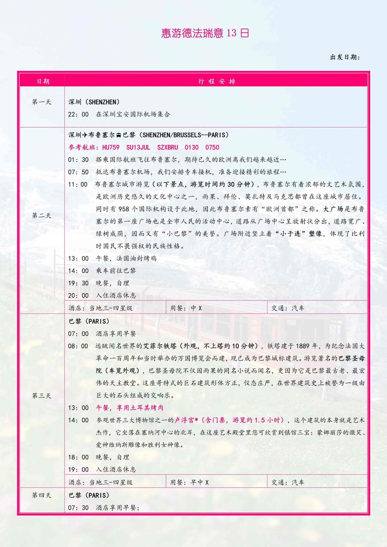 5_HU 初游德法瑞意13日 卢浮宫&新天鹅堡&米兰大教堂&布鲁塞尔&佛罗伦萨(BRU_MXP) 法签